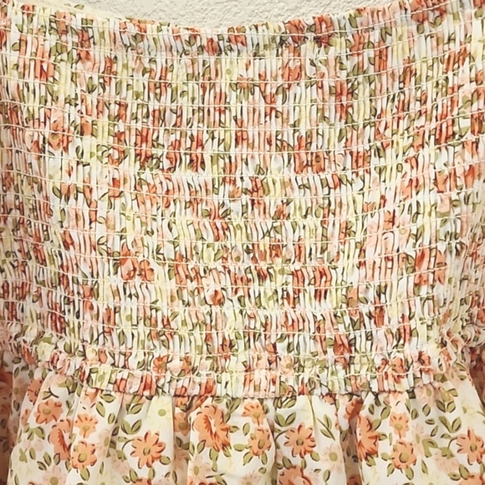 ALTAR'D STATE NWOT Floral Boho Off-Shoulder Short Sleeve Mini Dress Sz Medium - Picture 5 of 8